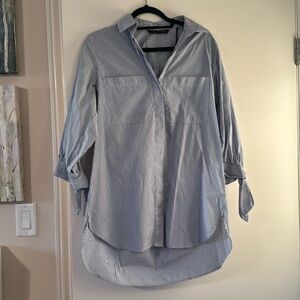 Blue and White Striped Top